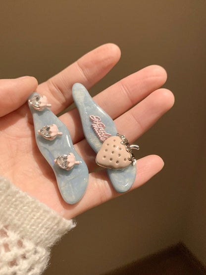 Mint Blue Strawberry Heart Hair Clip hair clip none