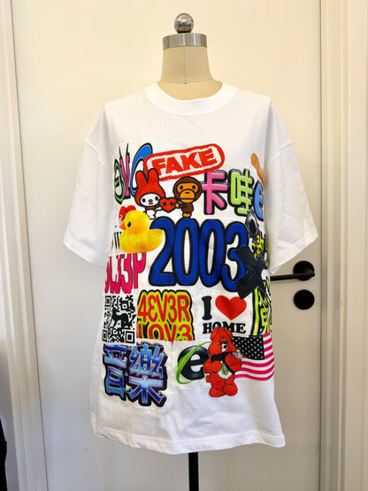 RedDevil - Y2K Patch Letter Graphic Tee shirt Red Devil