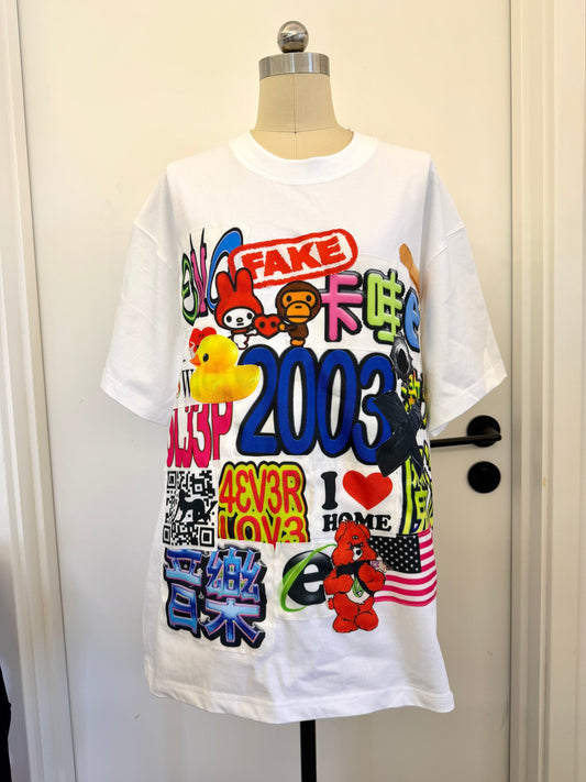 RedDevil - Y2K Patch Letter Graphic Tee shirt Red Devil