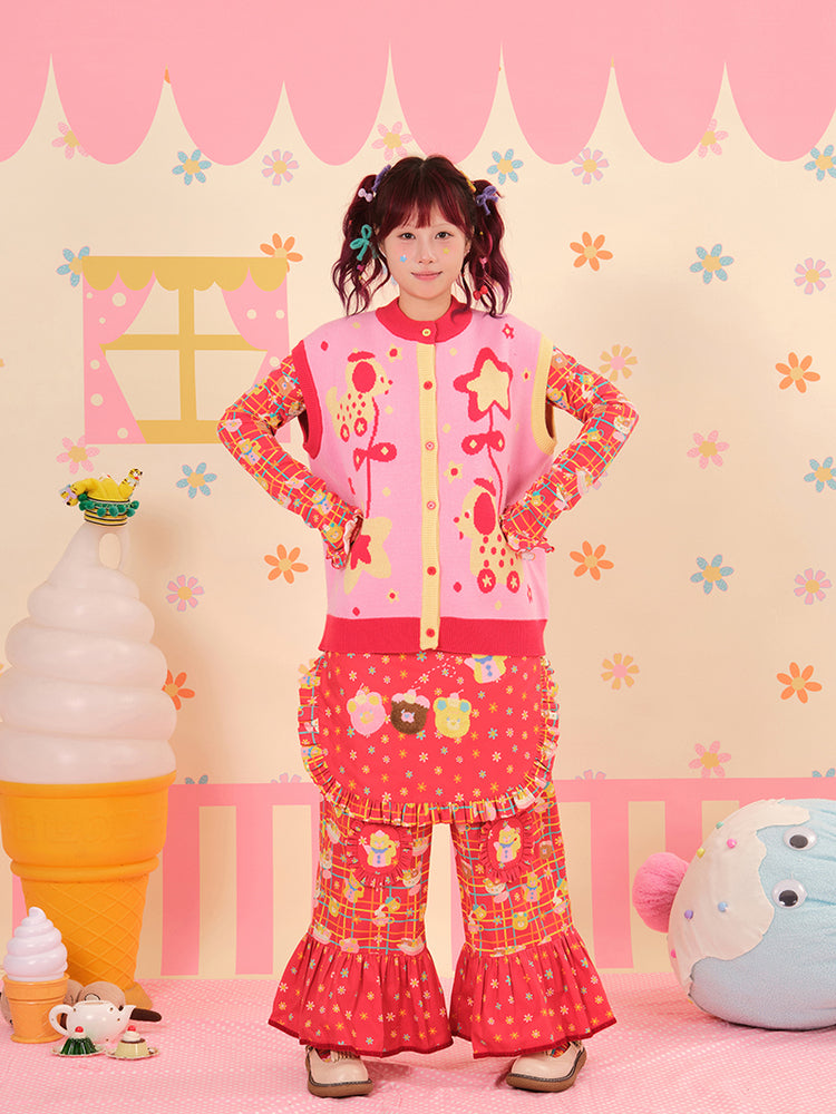NIKKOU - Kawaii Apron Pants Red Detachable Japanese Girl pants Nikkou home