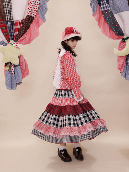 SemenCoicis - Vintage Doll Embroidered Plaid Shirt shirt SemenCoicis