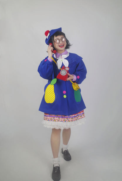 GOODBABY - Fruit Patchwork Color Block Wool Coat coat goodbaby
