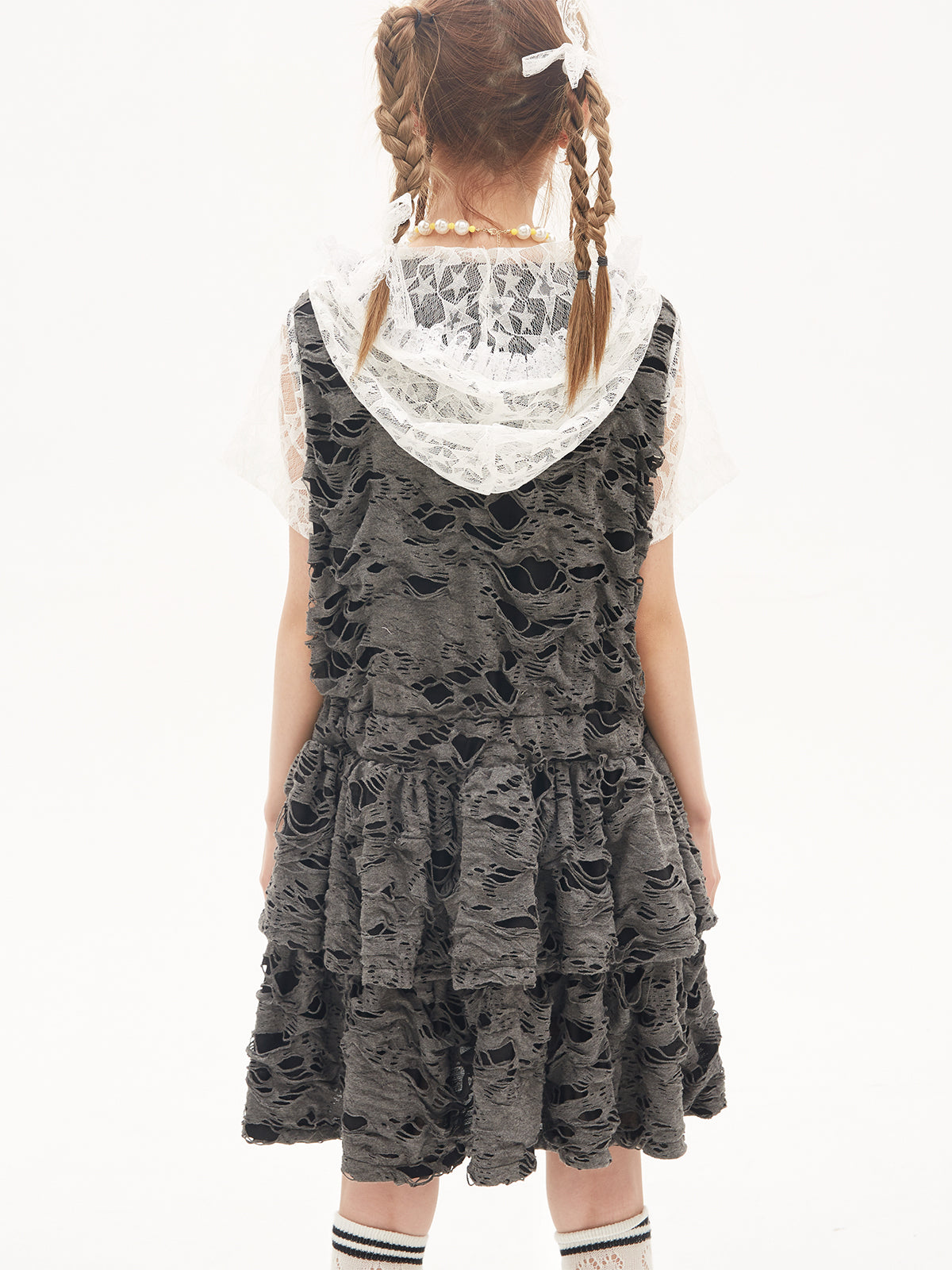 SOS MEME CLUB - Y2K Punk Gray Cake Dress dress SOS MEME CLUB