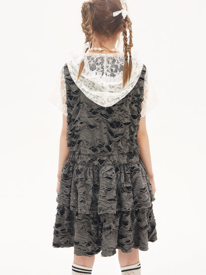 SOS MEME CLUB - Y2K Punk Gray Cake Dress dress SOS MEME CLUB