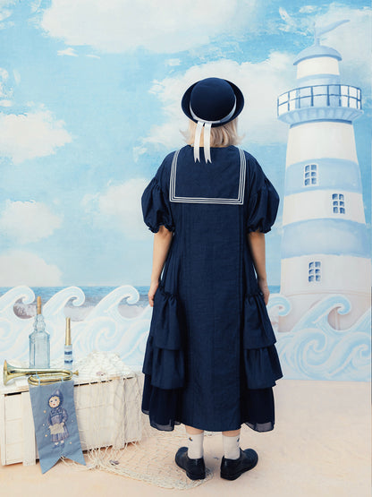 Meugler - Kawaii Dress Dark Denim Sailor Collar dress Meugler