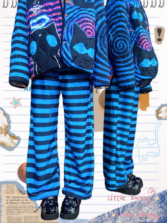 LEERROO - Y2K Subculture Striped Print Pants pants Leerroo