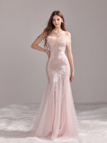 YZZI HE - “Moonlit Galaxy” Sequin Mesh Mermaid Evening Dress dress YZZI HE