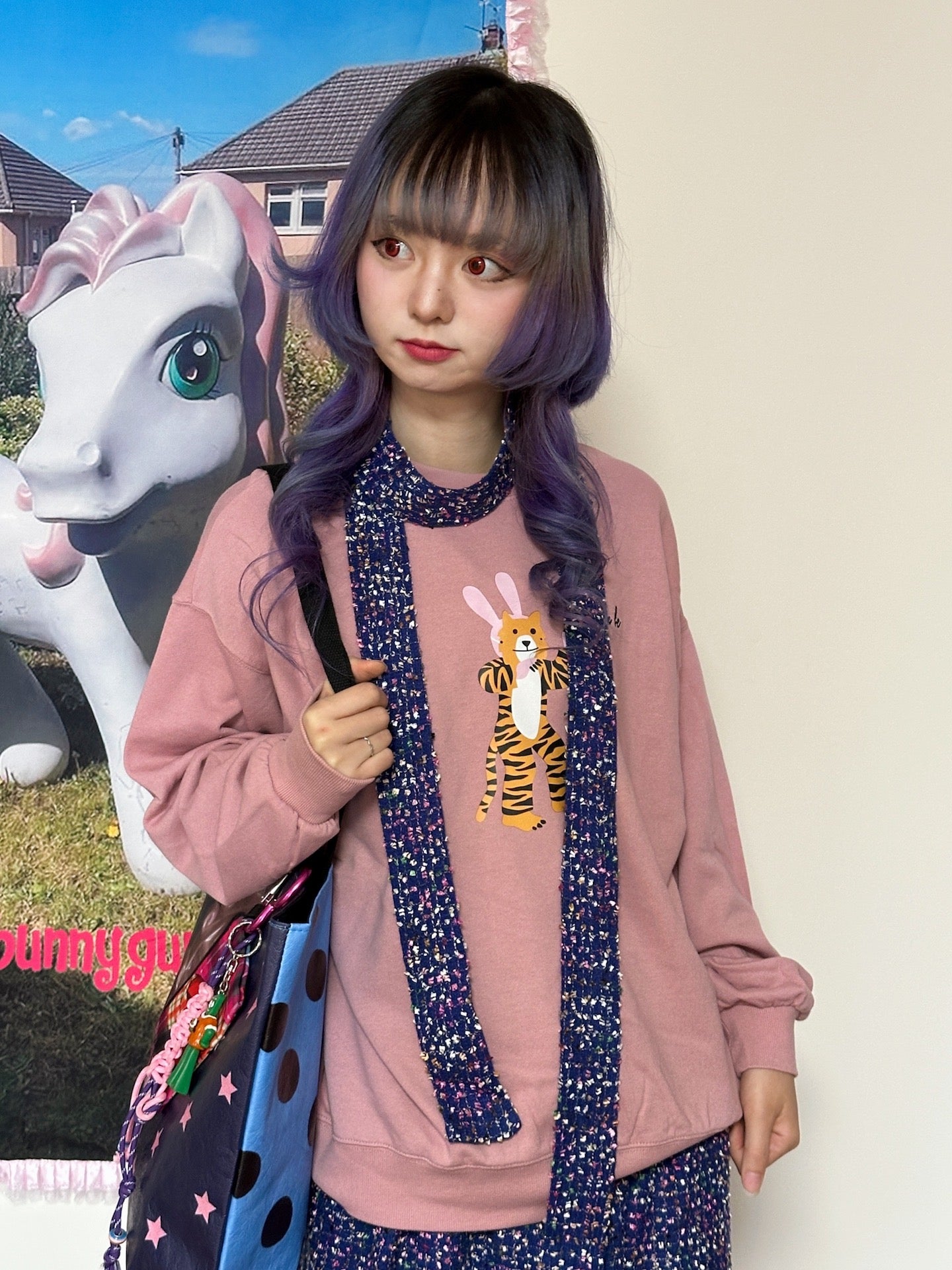 bunnybunnygun - Harajuku Cartoon Print Crewneck Sweatshirt sweatshirt bunnybunnygun