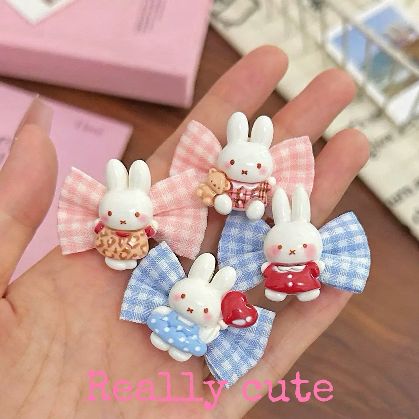 Miffy Bunny - Plaid Bow Hair Clip hair clip really cute