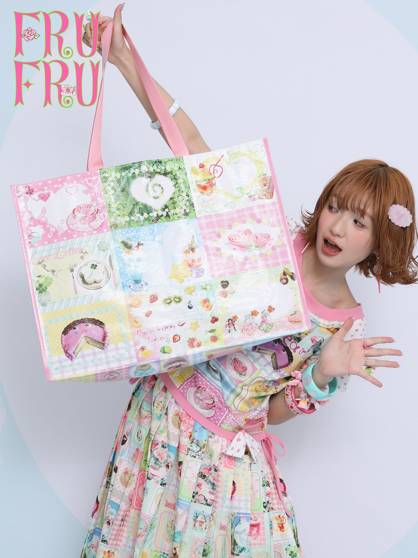 frufru - Vintage Collage Print Woven Tote Bag bag frufru