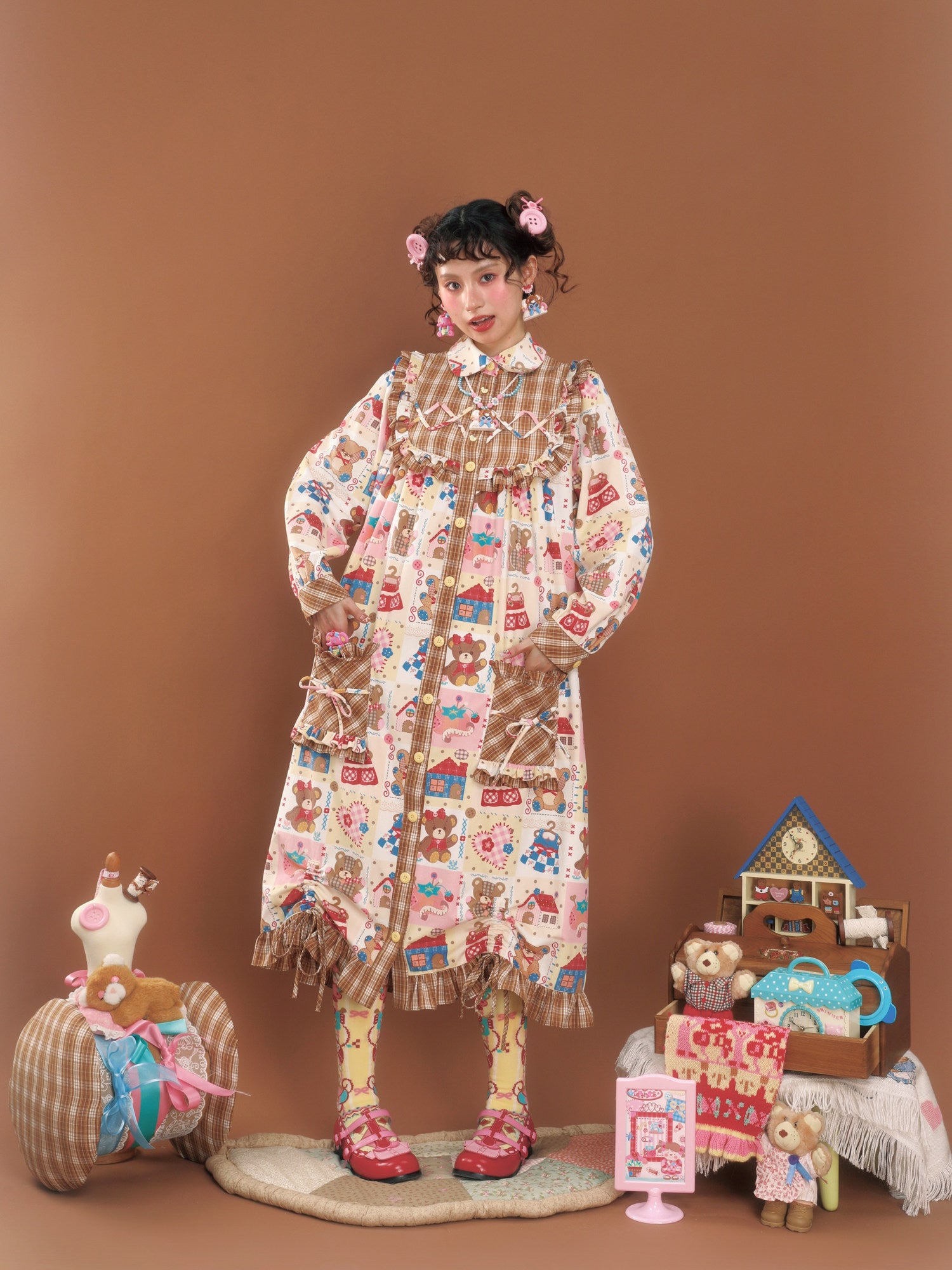 LutraJump - Decora Retro Brown Corduroy Dress dress Lutra Jump
