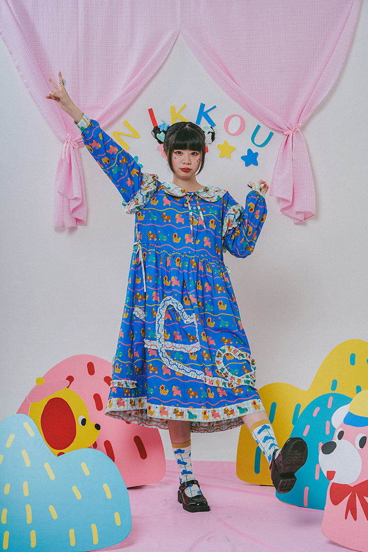 NIKKOU Home Dress Floral Lace Long Sleeve Dress – Cute Japanese Winter – Land Decora NIKKOU Home Dress Floral Lace Long Sleeve Dress – Cute Japanese Winter – Land Decora