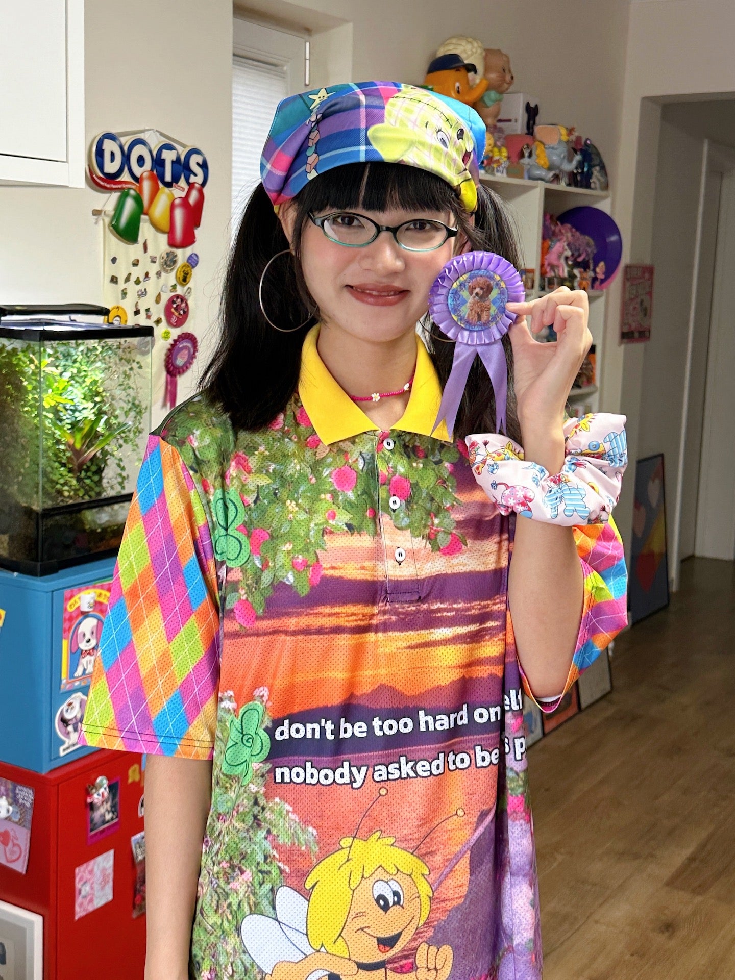 BunnyBunnyGun - Harajuku Mesh Polo Shirt Cartoon Print Oversize shirt bunnybunnygun