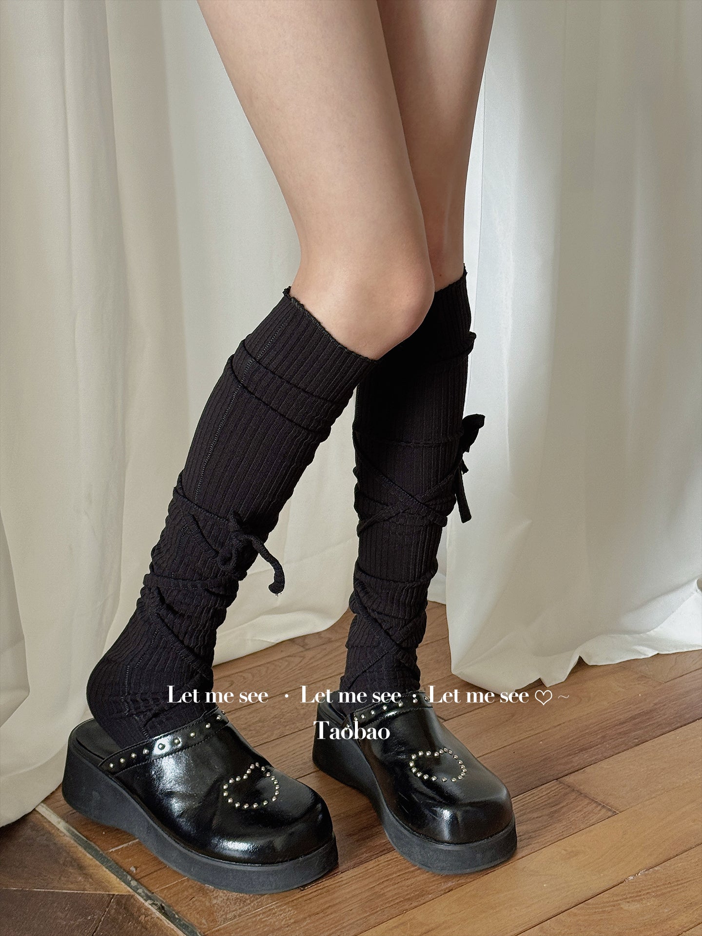 LET ME SEE - Solid Color Knit Stirrup Leg Warmers socks let me see