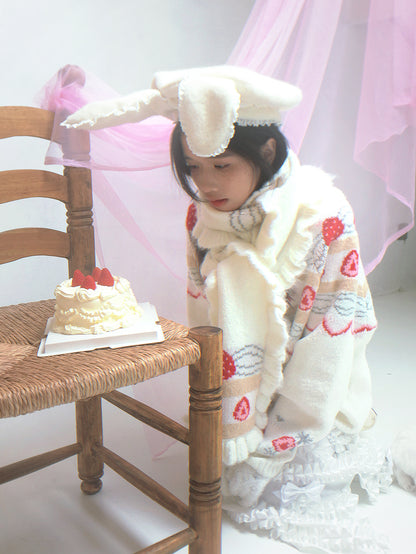 Daytoday Everyday Institute - Girly Fashion Mohair Scarf Strawberry Cake Jacquard scarf daytoday everyday institute