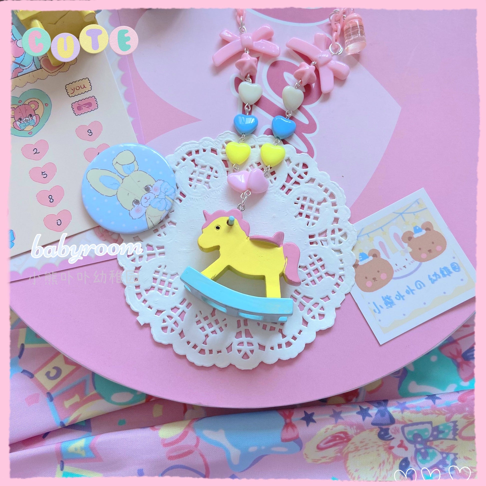 Bear Doll Babyroom Necklace | Decora Kei Handmade Kawaii Charm necklace Bear Doll