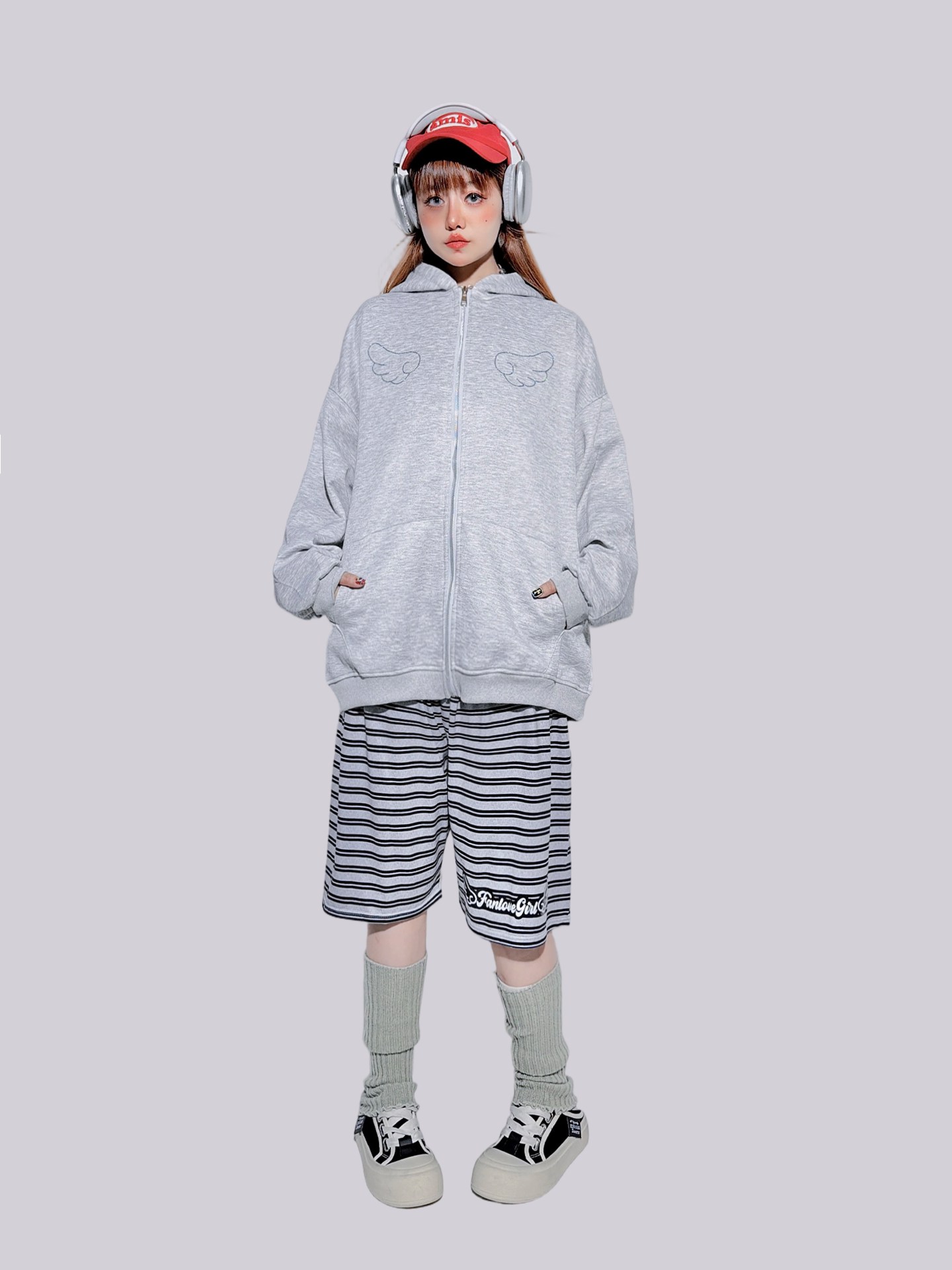 FANLOVERGIRL - White Wing Backpack Zip Hoodie hoodie FANLOVEGIRL