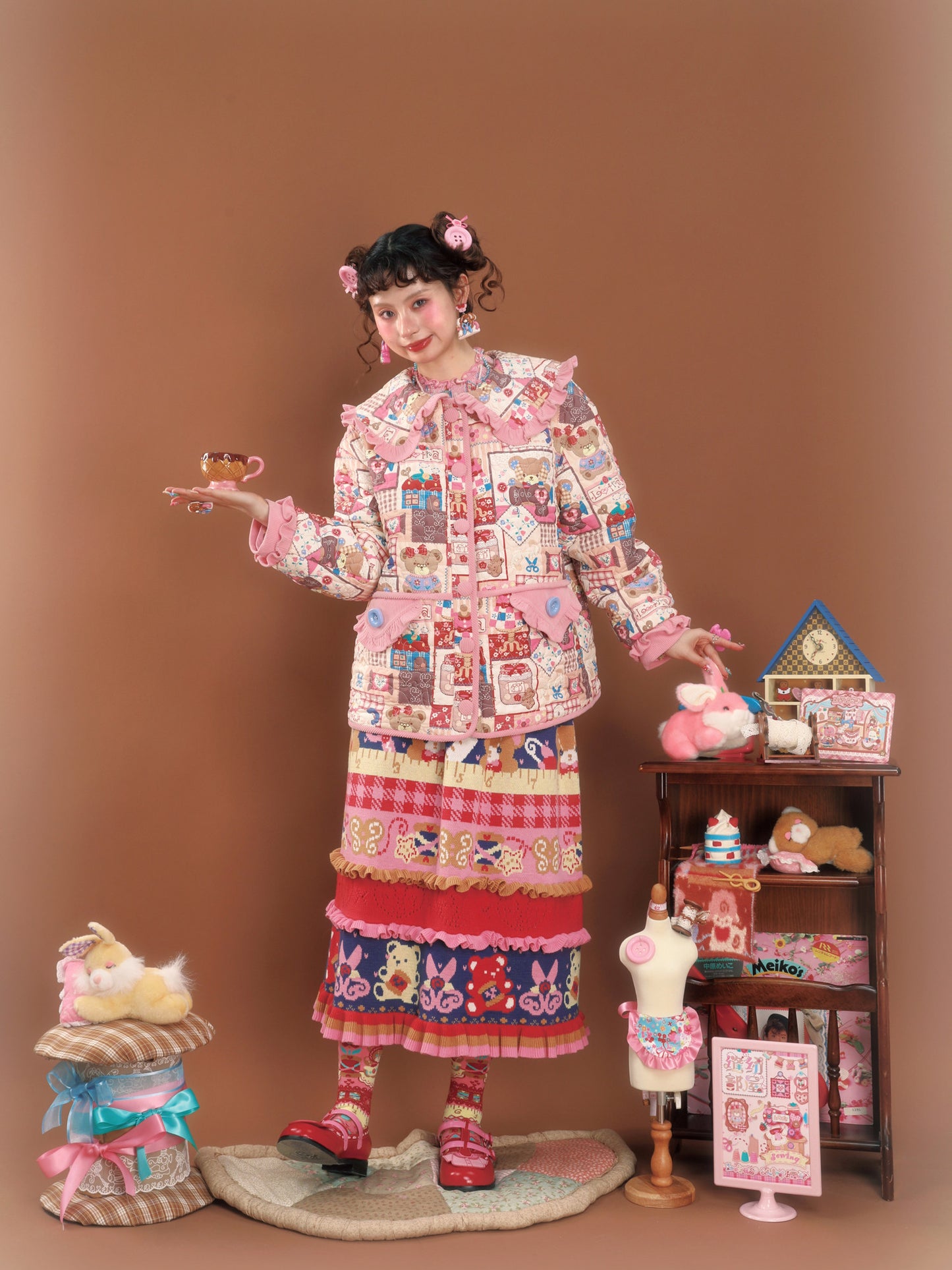LutraJump - Decora Kei Patchwork Padded Jacket coat Lutra Jump