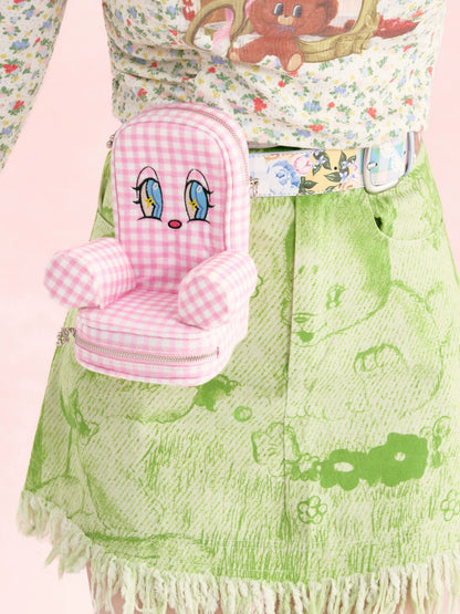 tntntutu - Pink Plaid Floral Sofa Crossbody Bag bag tntntutu