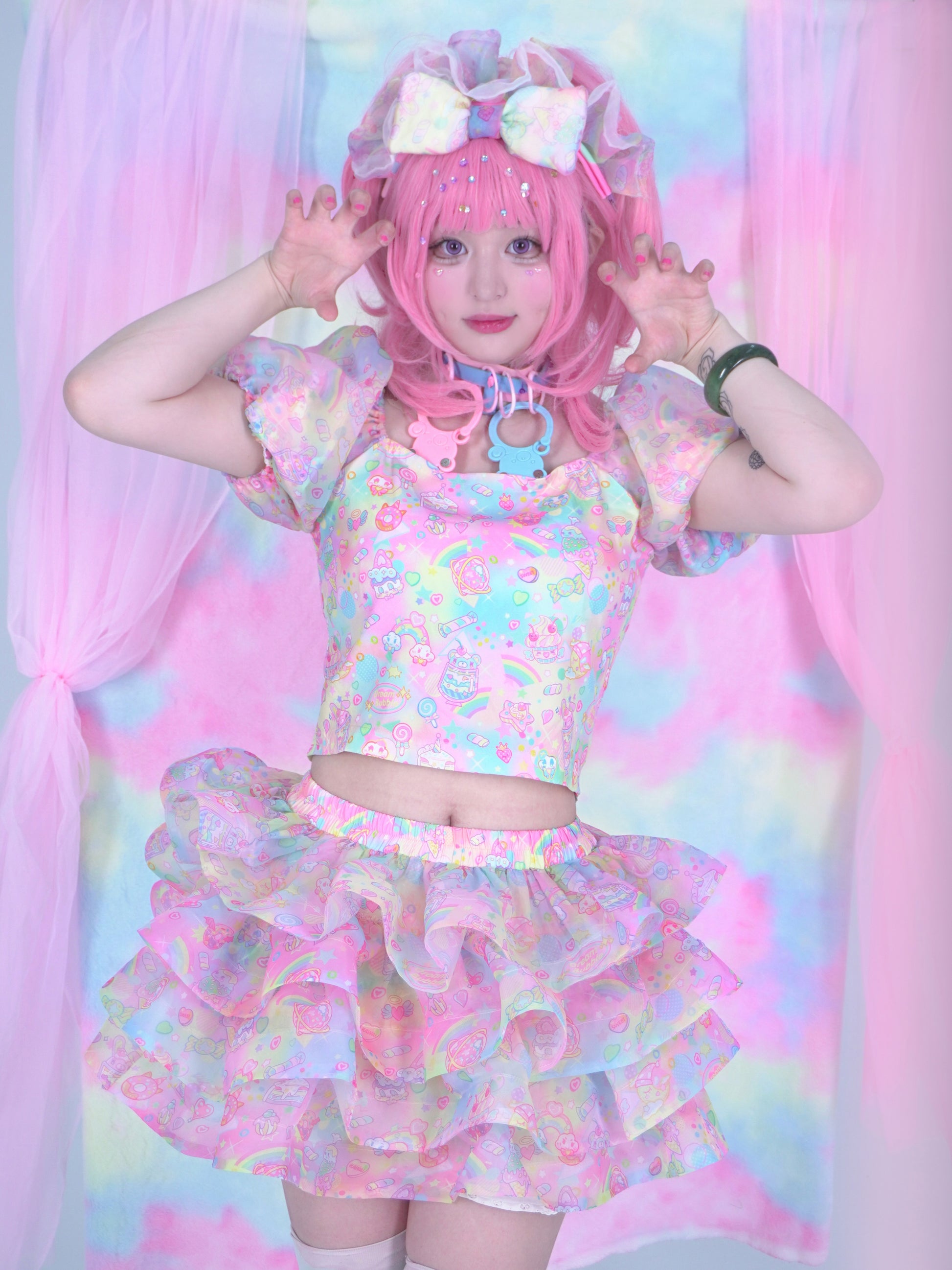 Dream Bubble Decora Outfit | Harajuku Macaron Tulle Skirt Set set Dream Bubble