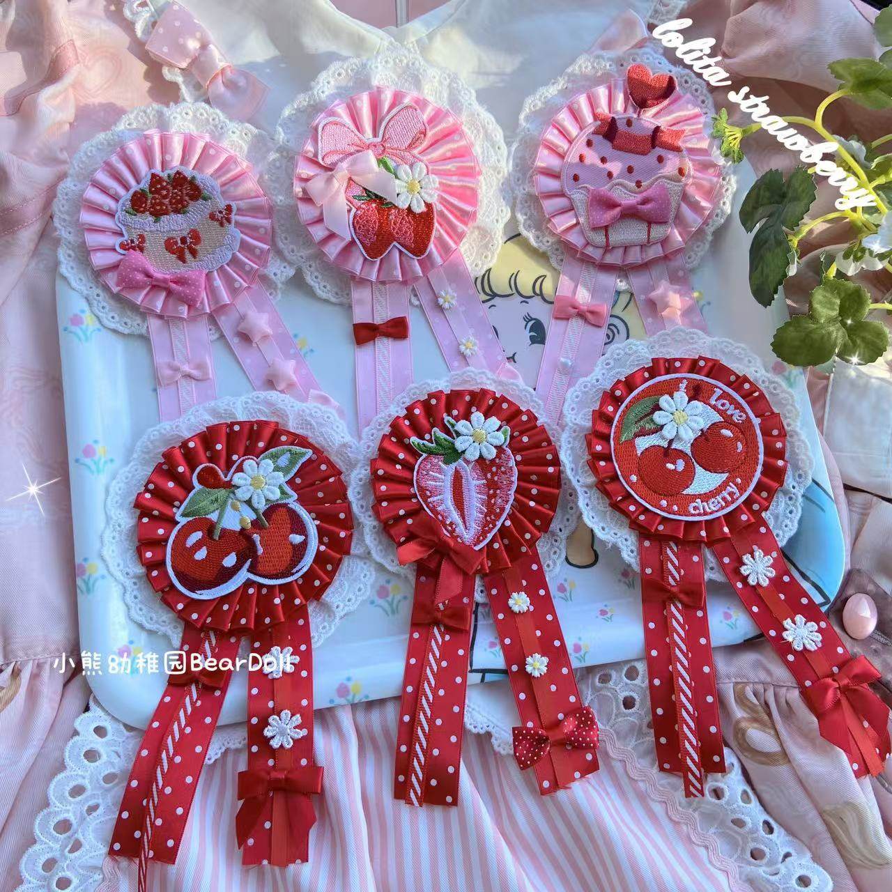 Bear Doll - Kawaii Strawberry Cherry Pin hair clip Bear Doll