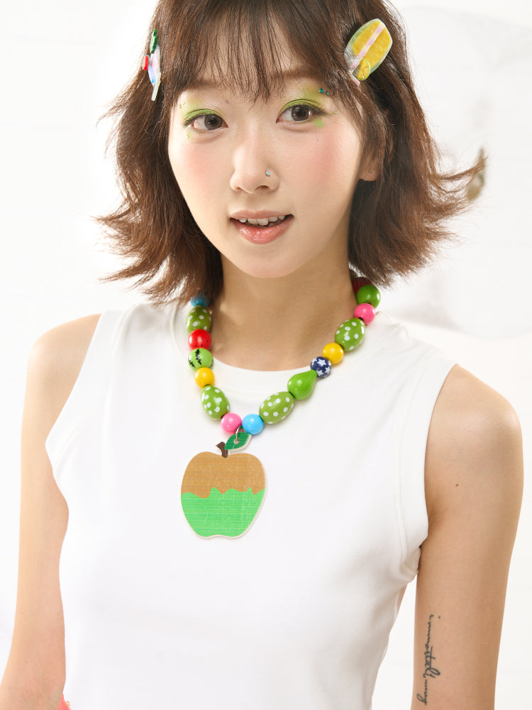 FRUITS Original Necklace | Fruit Apple Wood Bead Necklace necklace Fruits