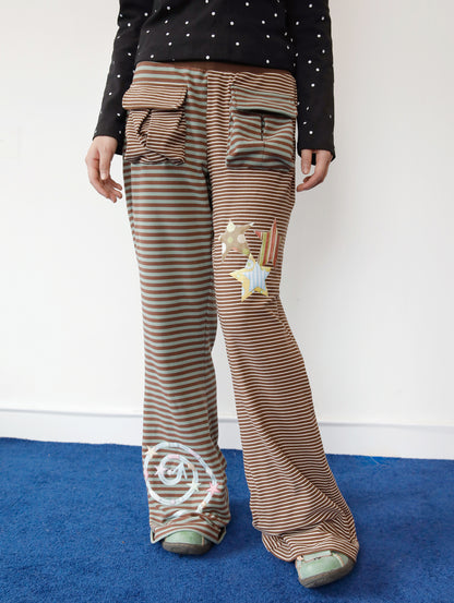 FRUITS - Kawaii Striped Patchwork Soft Casual Pants pants Fruits
