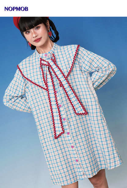 NOPMOB - Blue Plaid Doll Collar Dress dress NOPMOB