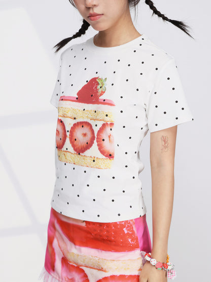 FRUITS - White Strawberry Print Tee tshirt Fruits