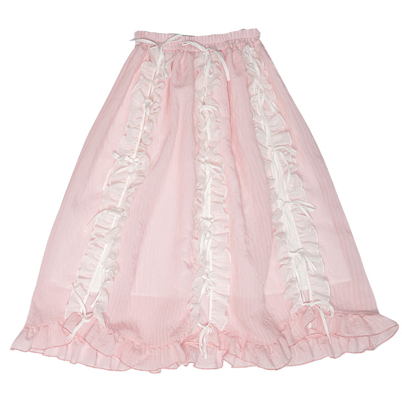 Daytoday Everyday Institute - Girly Kawaii Princess Skirt Lace Bow Petal Design Elastic Waist skirt daytoday everyday institute S