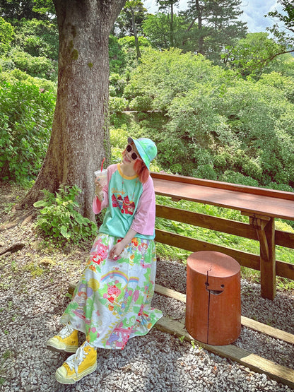 made in zzz 日系清新童趣可爱印花百褶半身裙 skirt made in zzz