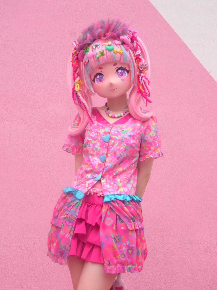 Dream Bubble Pastel Pink Outerwear | Decora Iridescent Layered Sheer Jacket shirt Dream Bubble