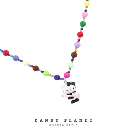 Candy Planet - Decora Kei Guitar Kitty Beaded Necklace necklace candy planet