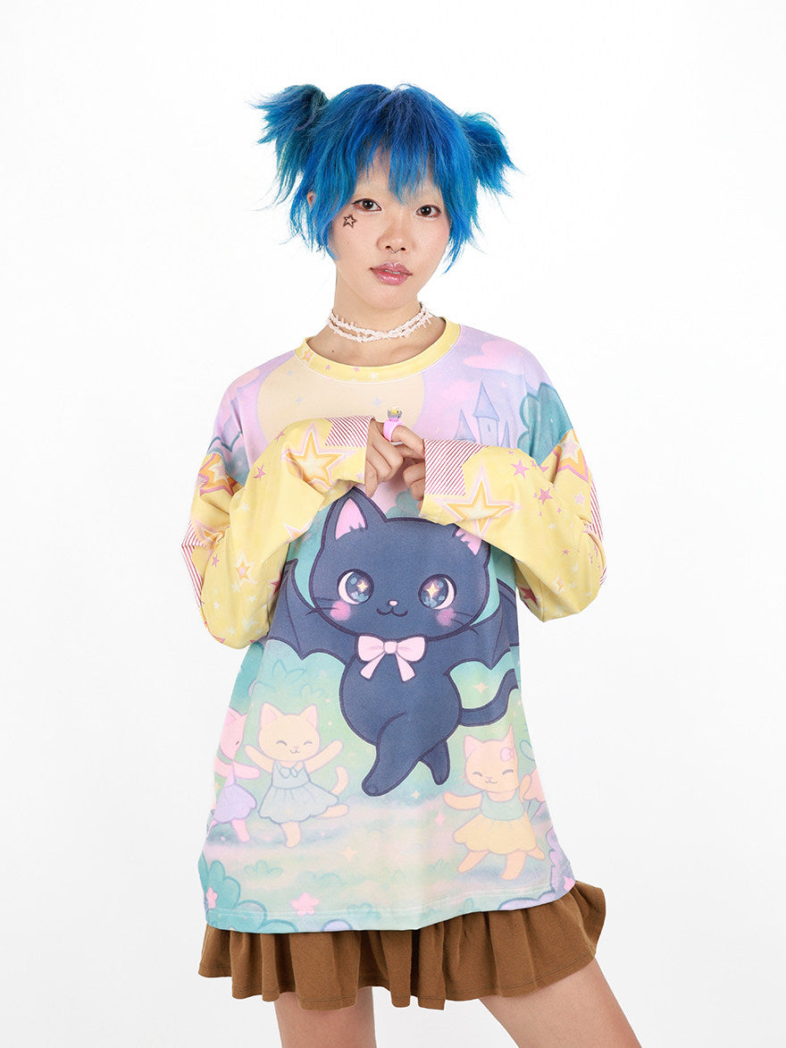 Nihonkids - Gothic Bat Cat Long Sleeve Tee shirt NIHON KIDS