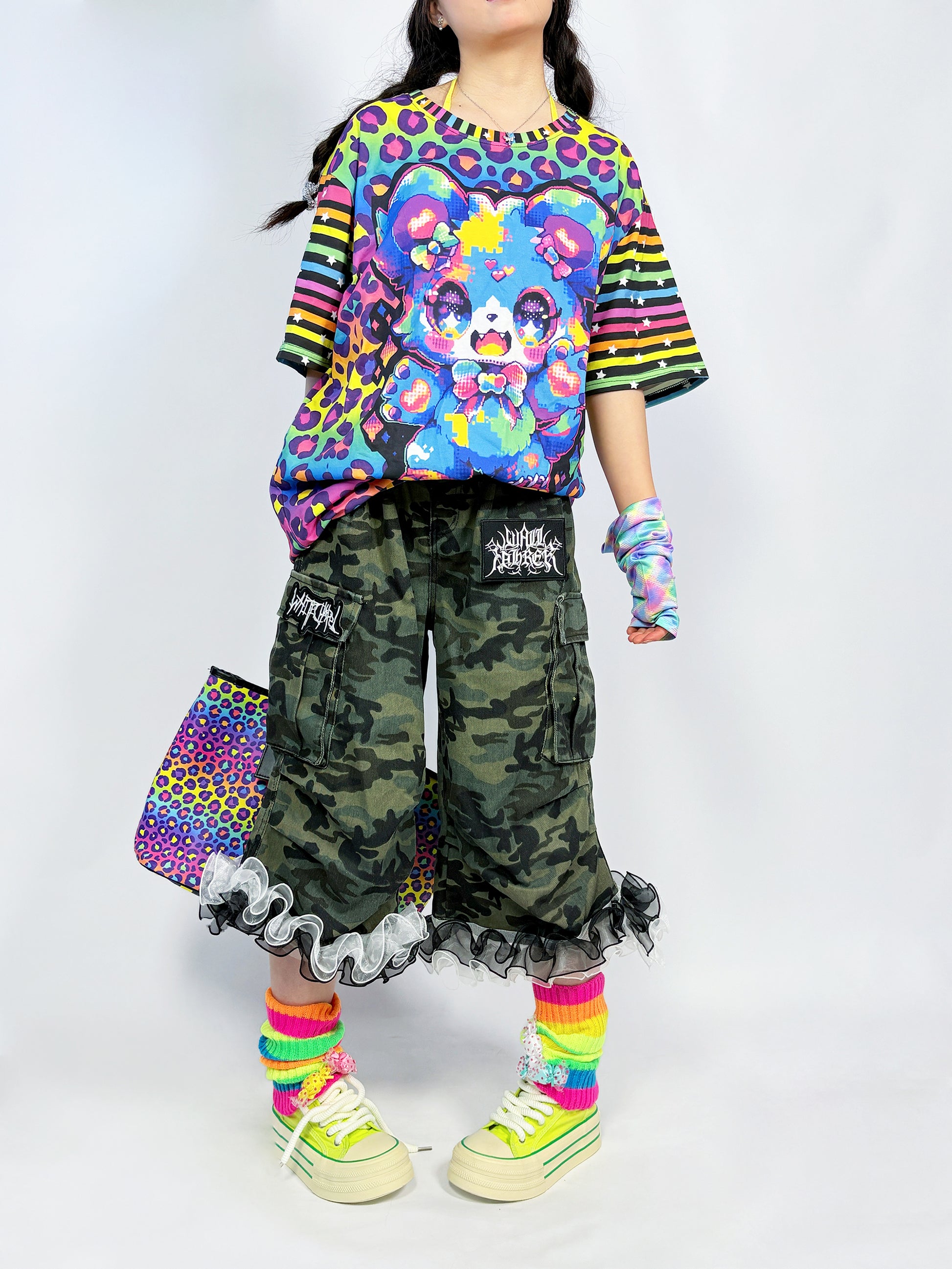 LEERROO - Decora Kei Rainbow Bear Print Cotton T-Shirt tshirt Leerroo