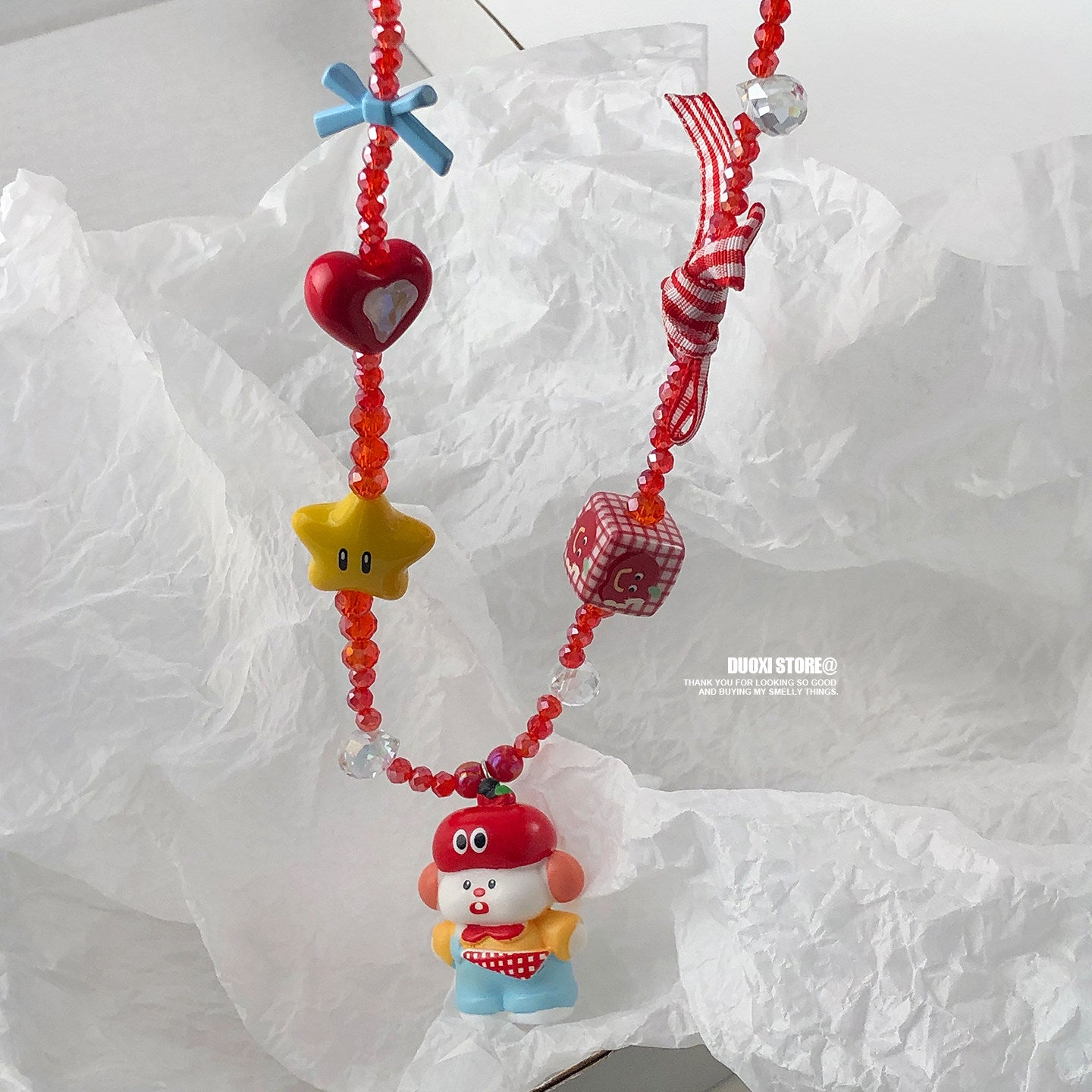 DuoXi - Kidcore Bow Star Bead Necklace necklace DuoXi