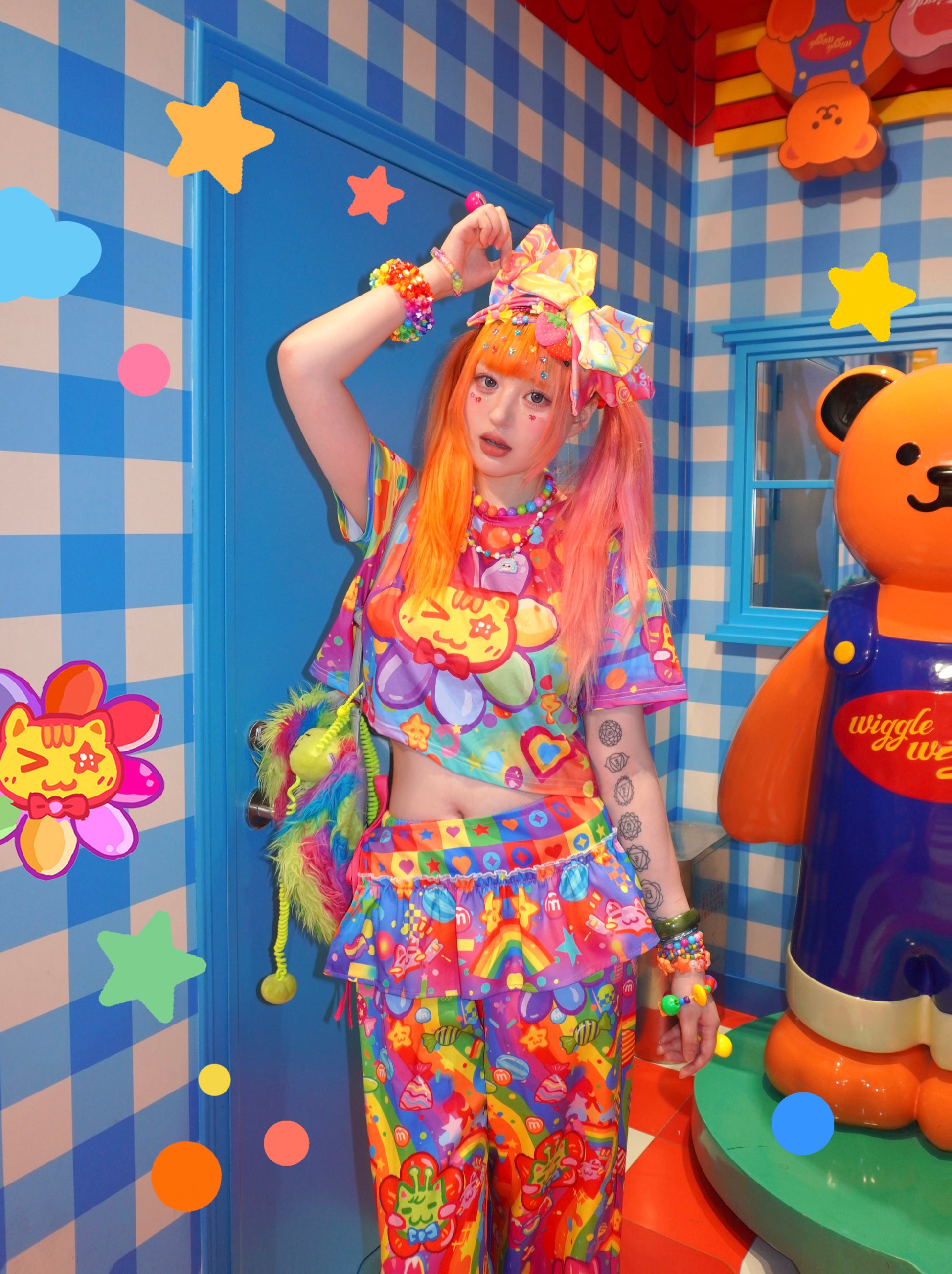 Dream Bubble - Rainbow Cat Decora Kei Layered Pants pants Dream Bubble