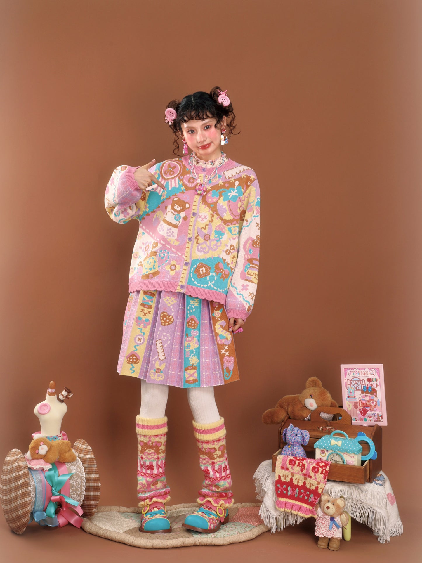 LutraJump - Decora Kei Patchwork Knit Cardigan cardigan Lutra Jump
