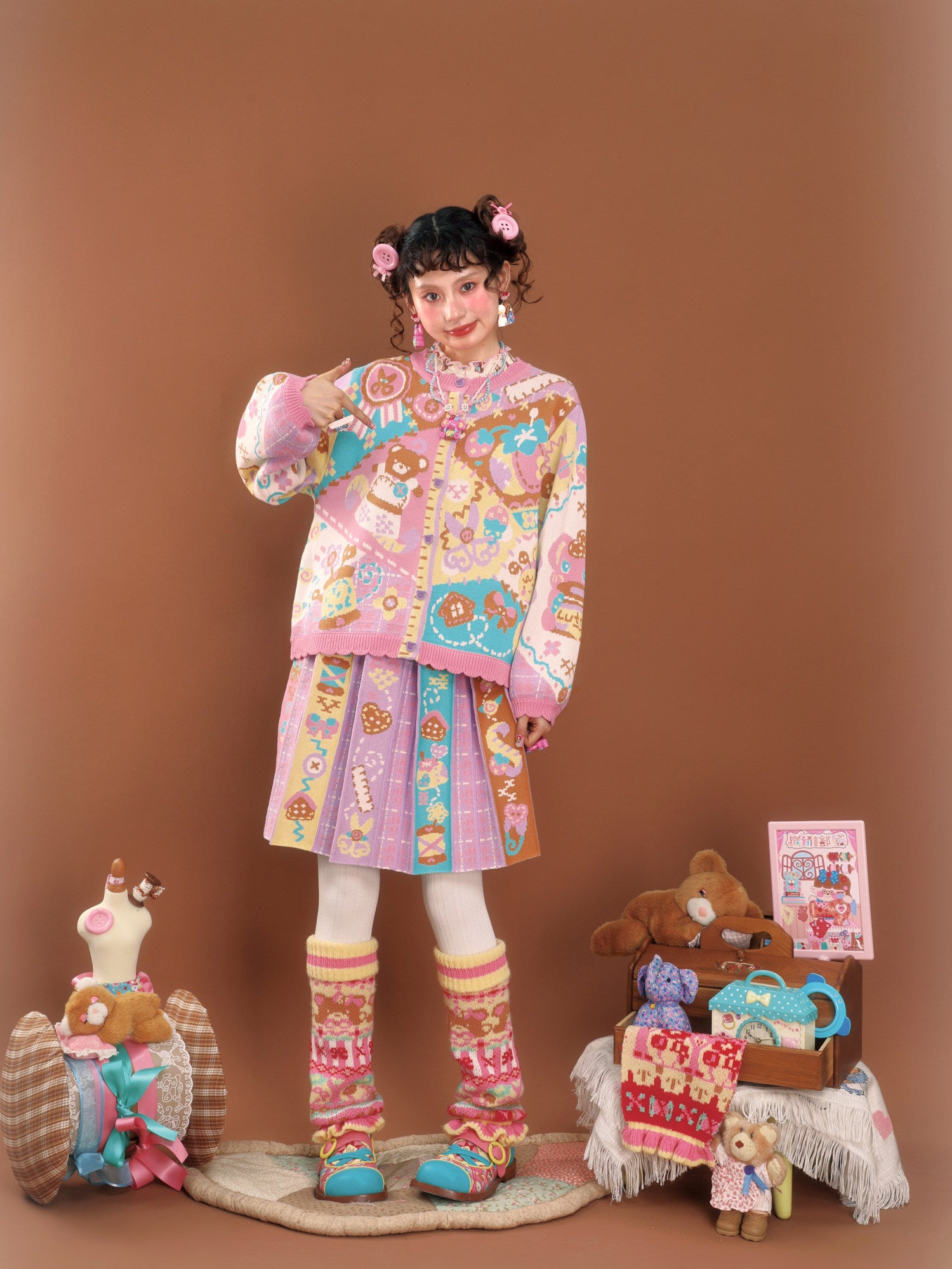 LutraJump - Decora Kei Patchwork Knit Cardigan cardigan Lutra Jump