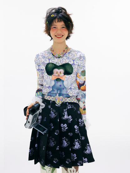 SillySis - Cute Doodle Cotton Base Top shirt sillysis