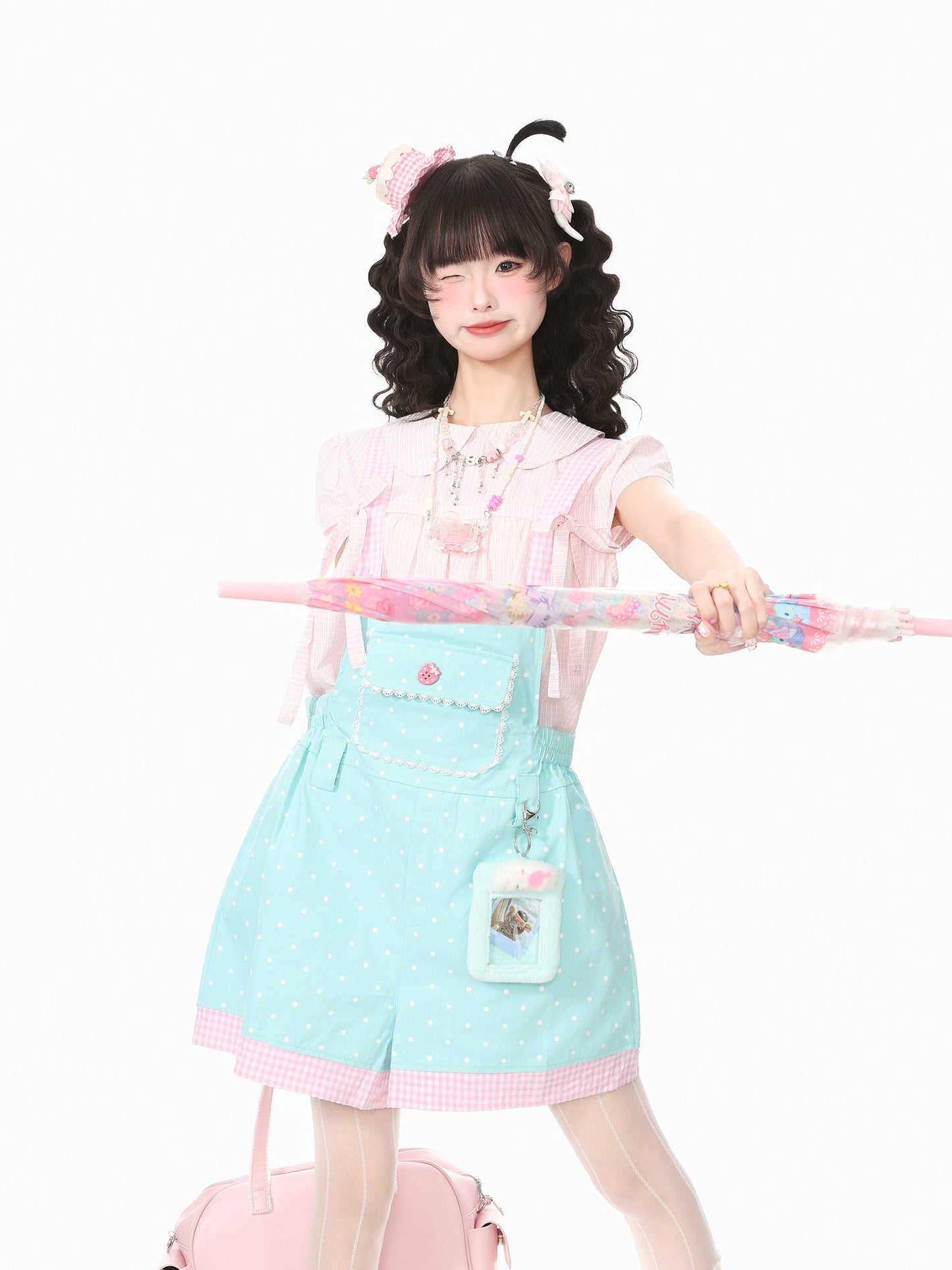 Languid Park - Polka Dot Lace Suspender Shorts overall Languid Park