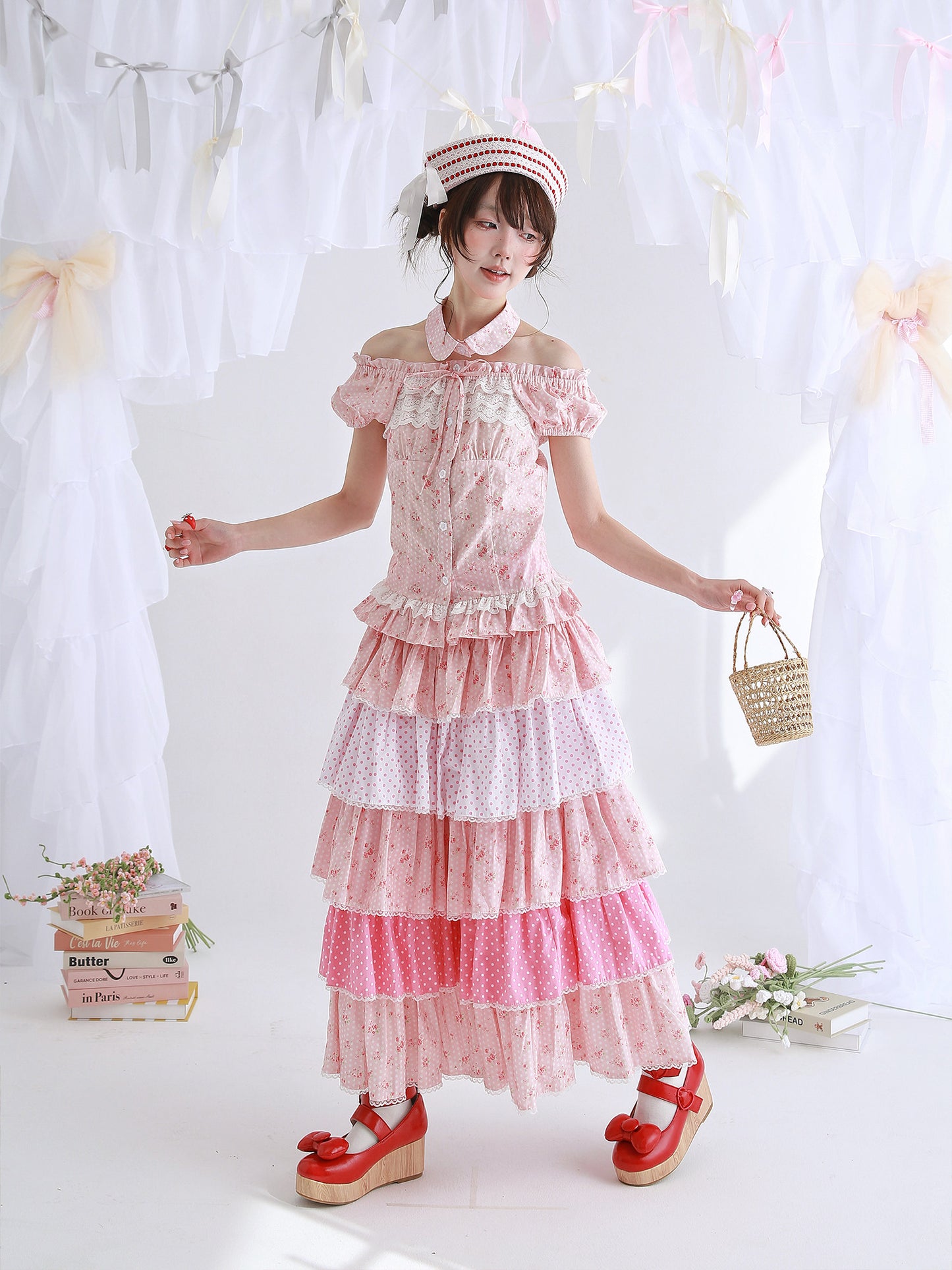SOS MEME CLUB - Pink Polka Lolita Blouse blouse SOS MEME CLUB