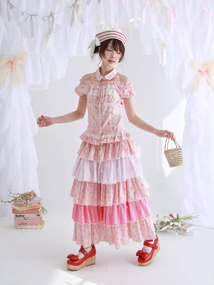 SOS MEME CLUB - Pink Polka Lolita Blouse blouse SOS MEME CLUB