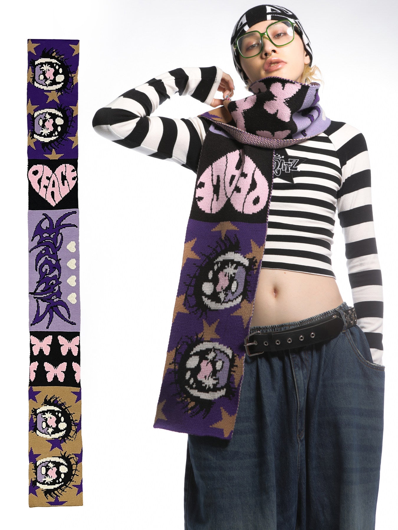 DeadEndKids - Decora Anime Eye Knit Scarf scarf DeadEndKids