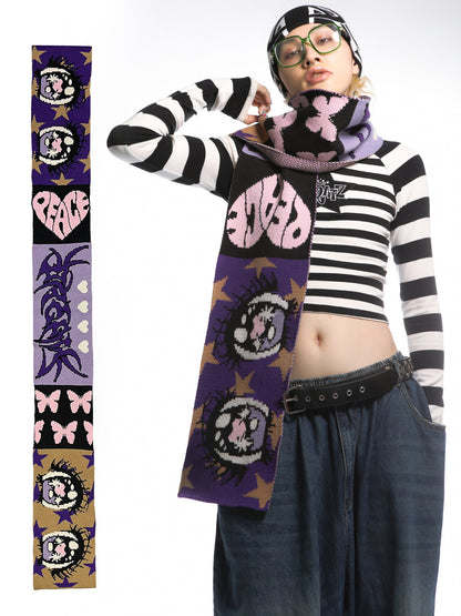 DeadEndKids - Decora Anime Eye Knit Scarf scarf DeadEndKids