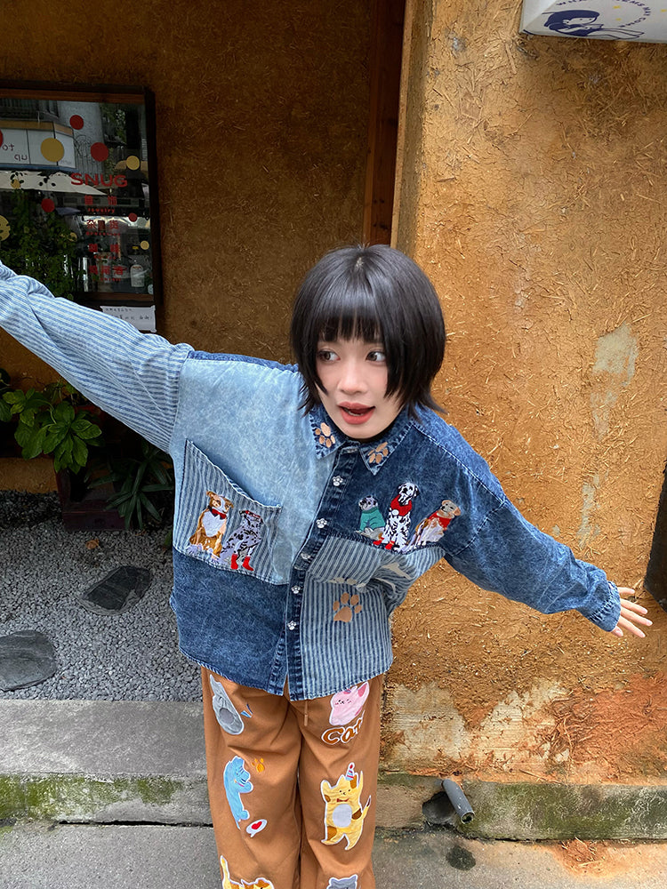 BIBULU - KidCore Embroidered Striped Long Sleeve Shirt shirt BIBULU