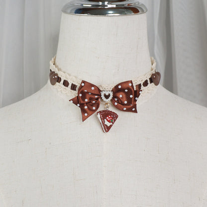 Maojiang - Cake Chocolate Bow Choker Necklace
