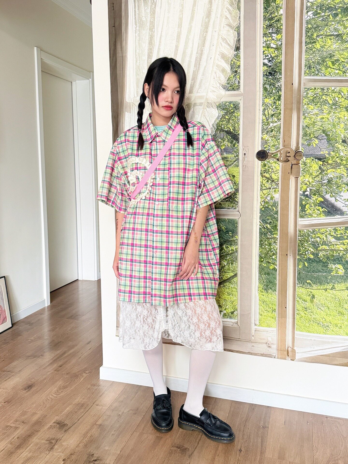 bunnybunnygun - Oversized Plaid Shirt shirt bunnybunnygun