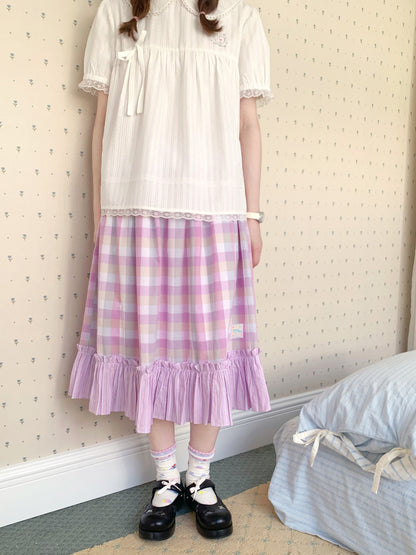 Peach Party - Purple Patchwork A-Line Skirt skirt peach party