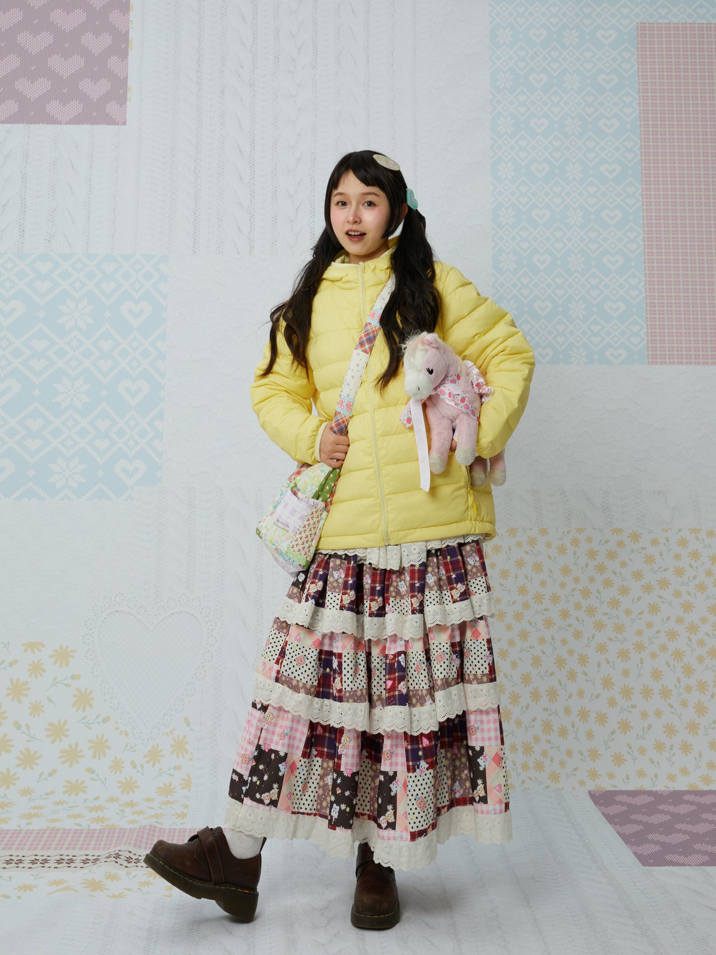 KaiXin hostel - Lace Print Tiered Skirt skirt KaiXin hostel